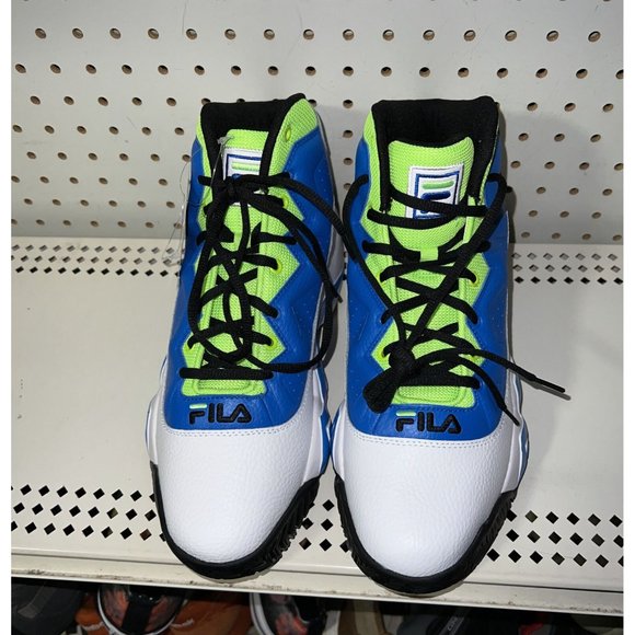 FILA MB Mens Basketball Shoes Size 9.5 White Blue Neon Green Jamal Mashburn - Picture 4 of 9